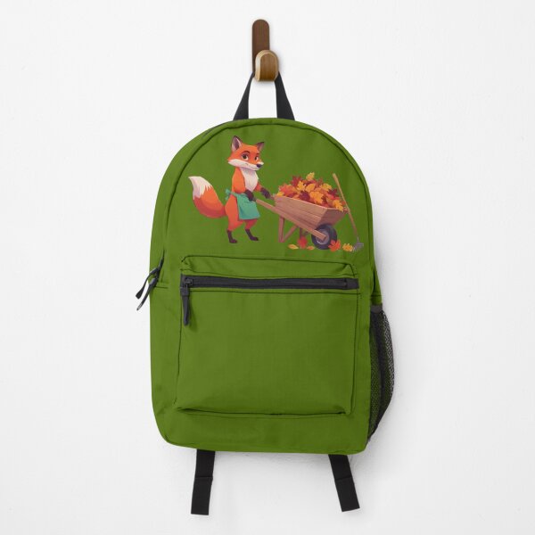 Item preview, Cute Fox Raking Leaves Fall Gardening Autumn Wheelbarrow Art designed and sold by Evelashop.