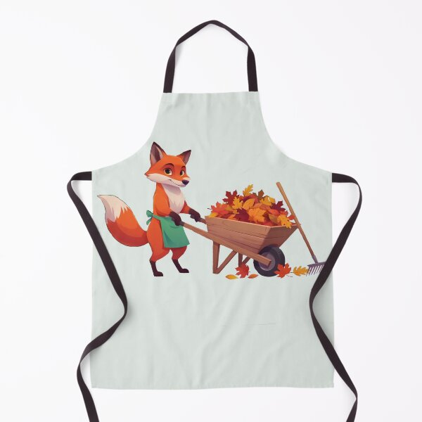 Item preview, Cute Fox Raking Leaves Fall Gardening Autumn Wheelbarrow Art designed and sold by Evelashop.