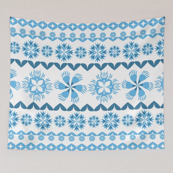 Item preview, Blue Ornamental Floral Tile Border Seamless Pattern with Geometric Folk Art Design designed and sold by Ei-Ei.