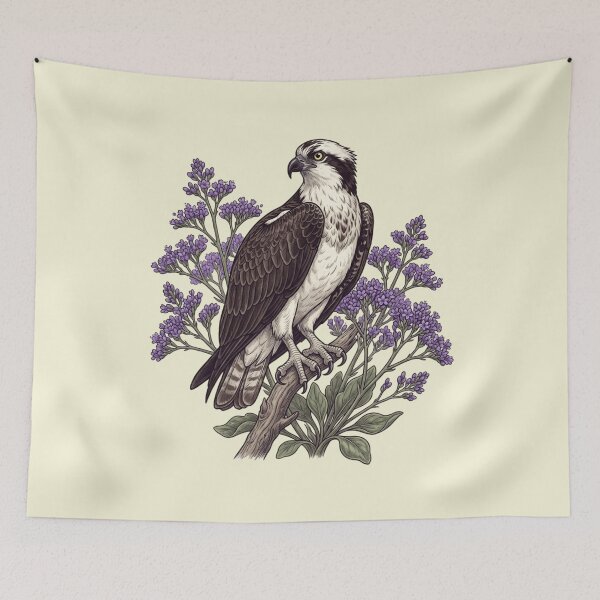 Item preview, Lavender Floral Osprey Coastal Wildlife Design designed and sold by BirdsnStuff.