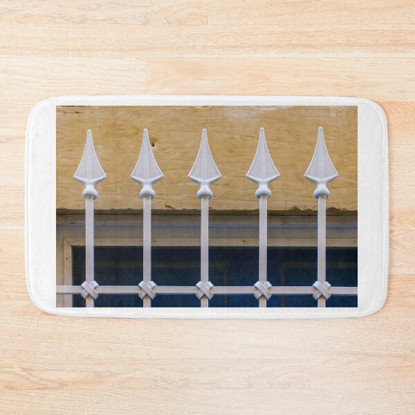 Item preview, White Metal Fence With Spear-Topped Bars in Front of Window for Security and Decoration designed and sold by Nmallia.
