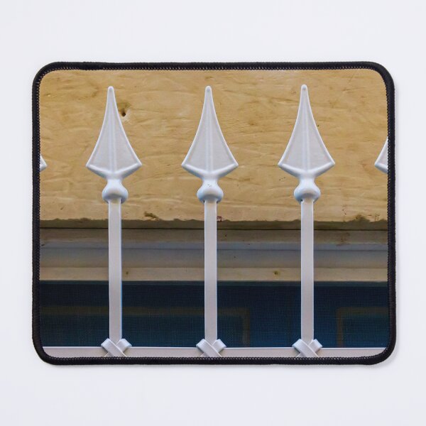 Item preview, White Metal Fence With Spear-Topped Bars in Front of Window for Security and Decoration designed and sold by Nmallia.