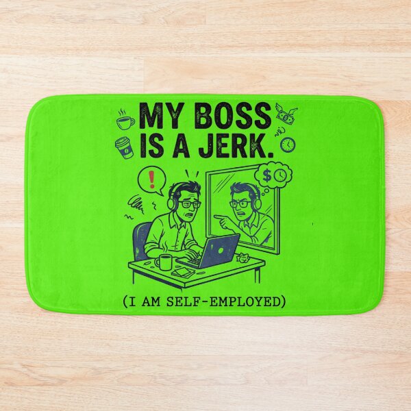 Item preview, Funny Freelancer Quote: My Boss Is A Jerk Self-Employed designed and sold by CoffeeAndChao.