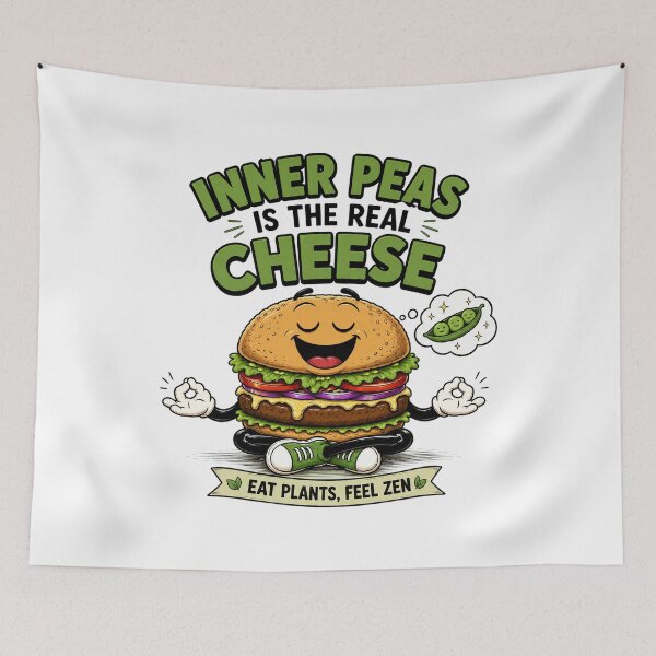 Item preview, Inner Peas Is the Real Cheese Funny Vegan Burger Design. designed and sold by The-T-In-Retro.