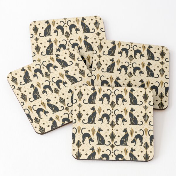 Item preview, Cat Silhouette Art Deco Black Gold Seamless Pattern designed and sold by Inkworksbyshery.