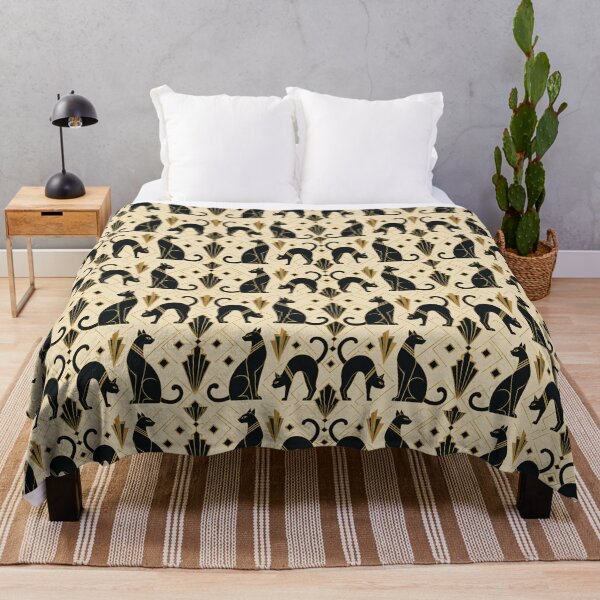 Item preview, Cat Silhouette Art Deco Black Gold Seamless Pattern designed and sold by Inkworksbyshery.