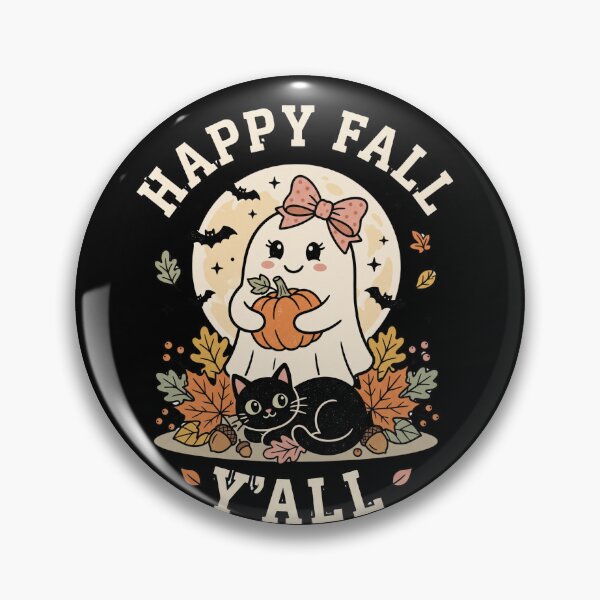 Item preview, Happy Fall Y'all Ghost Black Cat designed and sold by Roy & Tiffany.