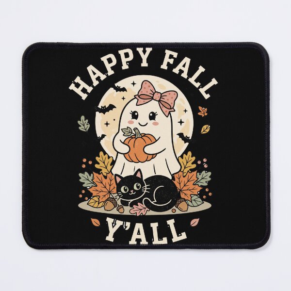 Item preview, Happy Fall Y'all Ghost Black Cat designed and sold by Roy & Tiffany.
