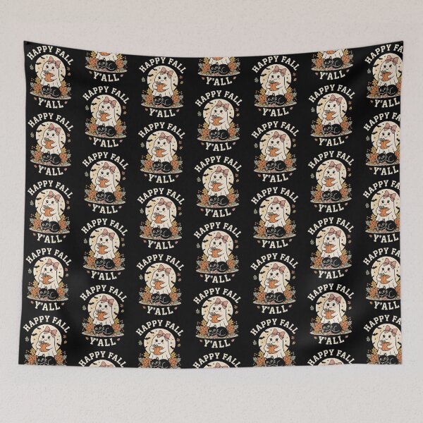Item preview, Happy Fall Y'all Ghost Black Cat designed and sold by Roy & Tiffany.