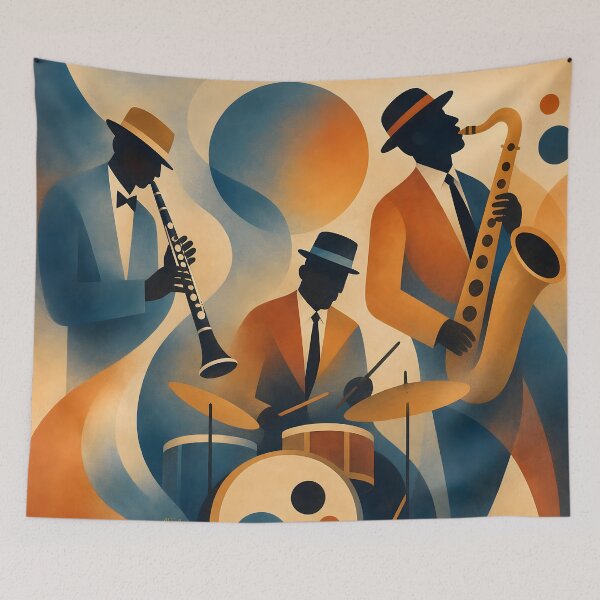 Item preview, Mid Century Feel The Flow Jazz Trio Art designed and sold by Lee Hiller Designs.