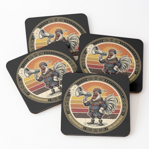 Item preview, Retro Town Crier Rooster Vintage Badge designed and sold by DuckOddity.