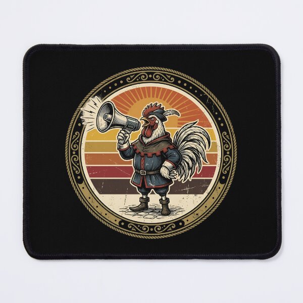 Item preview, Retro Town Crier Rooster Vintage Badge designed and sold by DuckOddity.