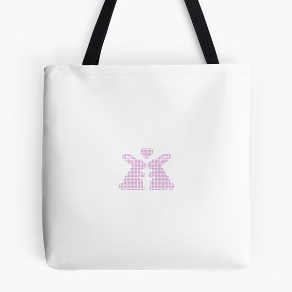 Item preview, Cute Pink Pixel Art Bunnies in Love with Heart designed and sold by soupmakes.