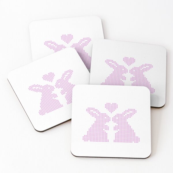 Item preview, Cute Pink Pixel Art Bunnies in Love with Heart designed and sold by soupmakes.