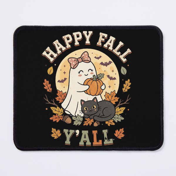 Item preview, Happy Fall Y'all Cute Ghost Cat designed and sold by Tiffany Roy.