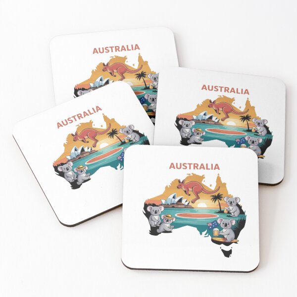 Item preview, Australia Map with Koalas & Kangaroo Vintage Travel designed and sold by Gbriel3.