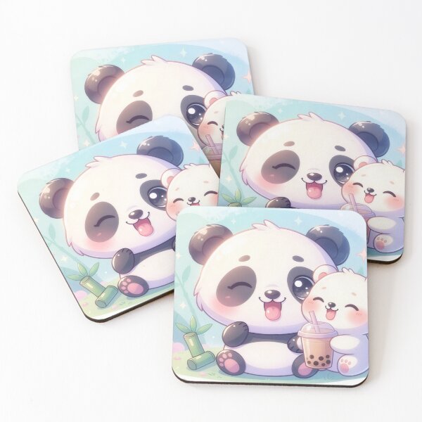 Item preview, Cute Panda And Bear With Boba Tea designed and sold by a575642903.
