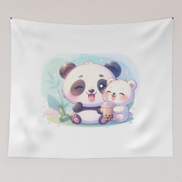 Item preview, Cute Panda And Bear With Boba Tea designed and sold by a575642903.
