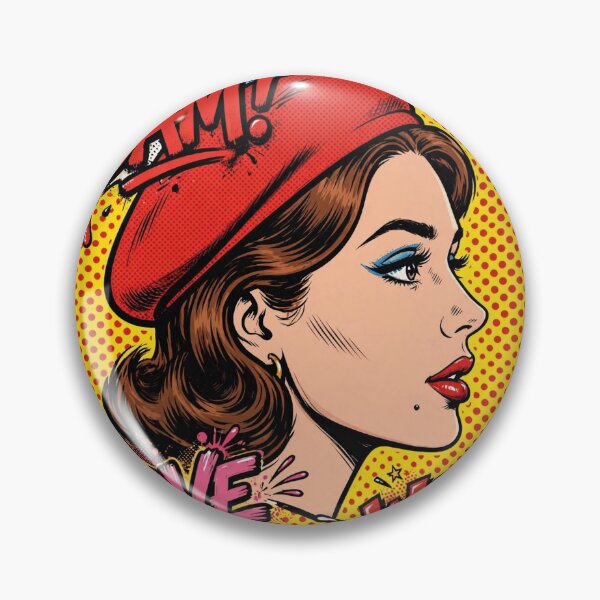 Item preview, BAM LOVE WOW Pop Art Girl - Yellow Halftone Red Beret Comic designed and sold by MAISON SYLVIE.