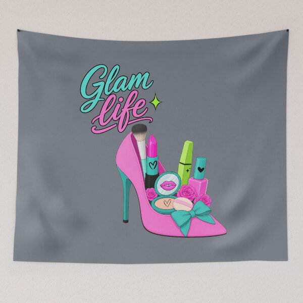 Item preview, Glam Life – Pink High Heel Makeup & Roses designed and sold by Aimetoi.