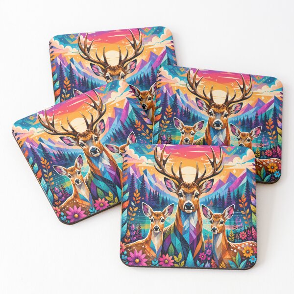 Item preview, Colorful Deer & Mountains designed and sold by DazzleKitty.