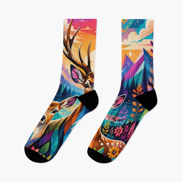 Item preview, Colorful Deer & Mountains designed and sold by DazzleKitty.