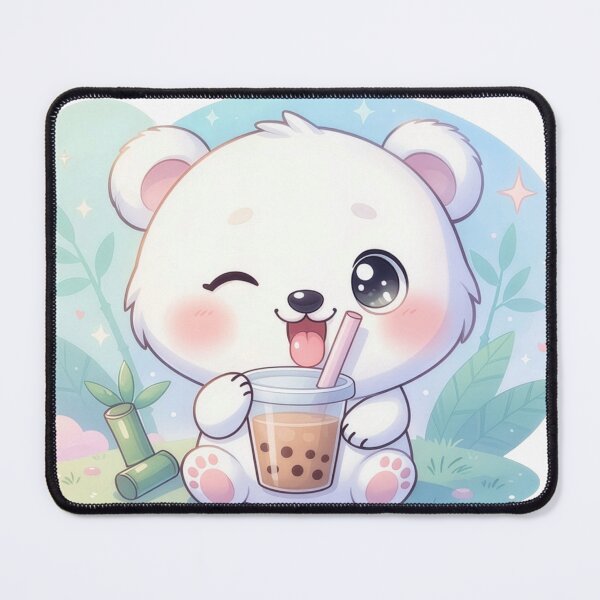 Item preview, Winking White Bear With Boba Tea designed and sold by a575642903.