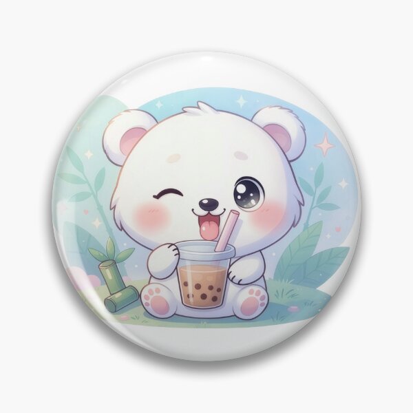 Item preview, Winking White Bear With Boba Tea designed and sold by a575642903.