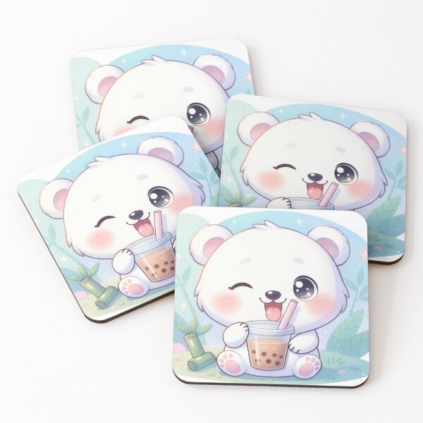 Item preview, Winking White Bear With Boba Tea designed and sold by a575642903.