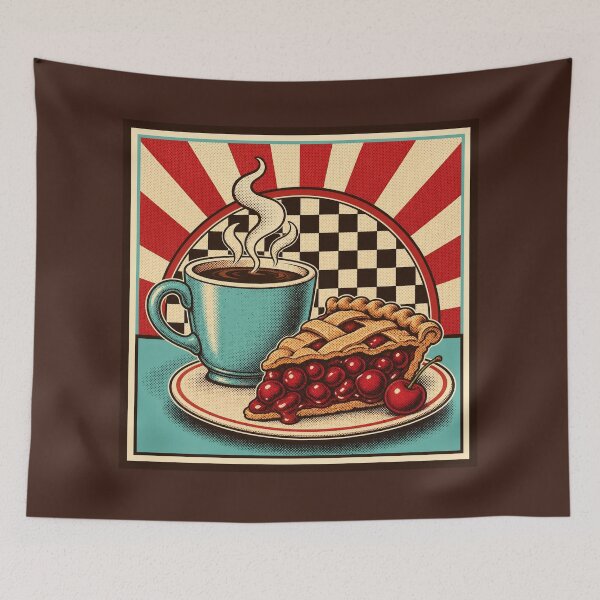 Item preview, Retro Coffee and Cherry Pie designed and sold by PixelToPress.