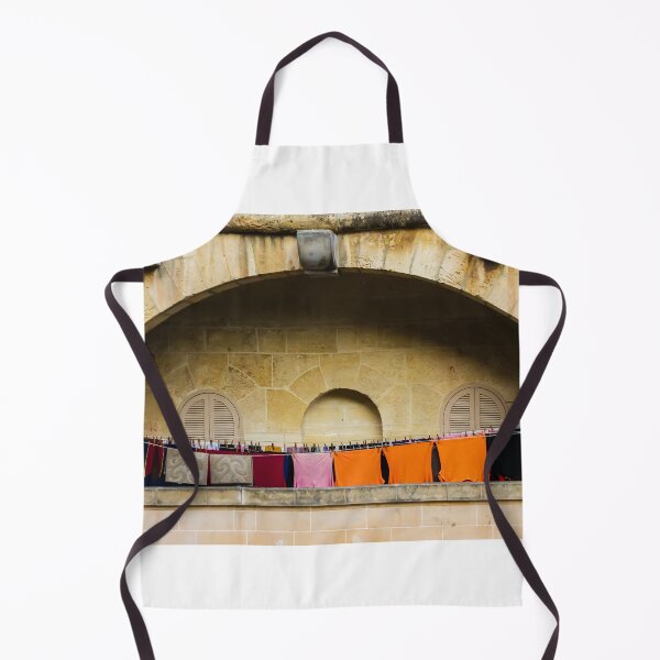 Item preview, Colorful Laundry Hanging On Stone Balcony Under Arched Mediterranean Shuttered Windows designed and sold by Nmallia.