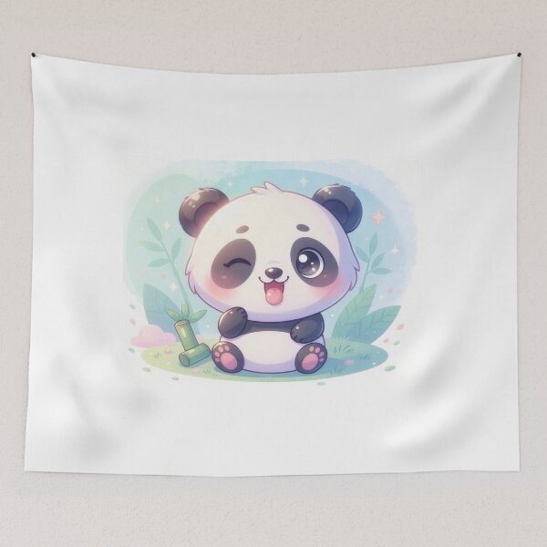 Item preview, Winking Cute Baby Panda With Bamboo designed and sold by a575642903.