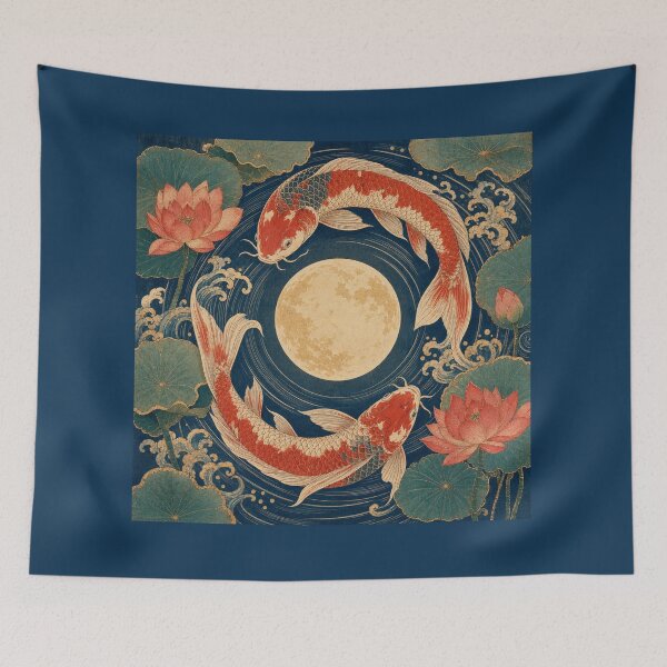 Item preview, Koi Fish Around the Moon designed and sold by PixelToPress.