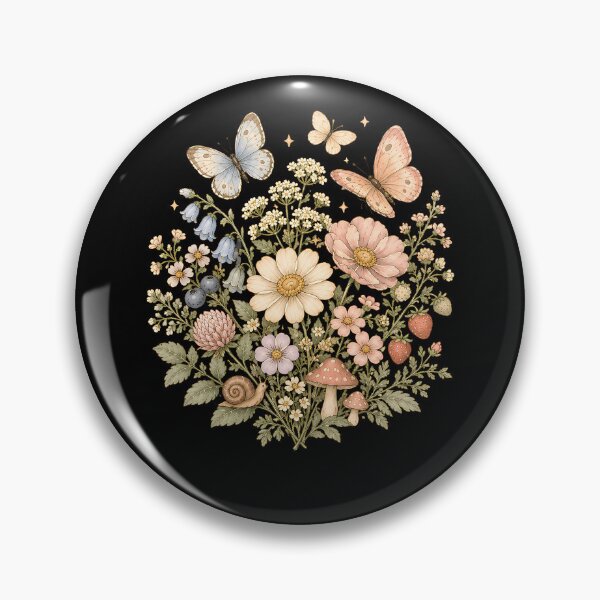 Item preview, Vintage Wildflower Bouquet With Butterflies – Cottagecore Botanical Floral Design designed and sold by PosiMCreations.
