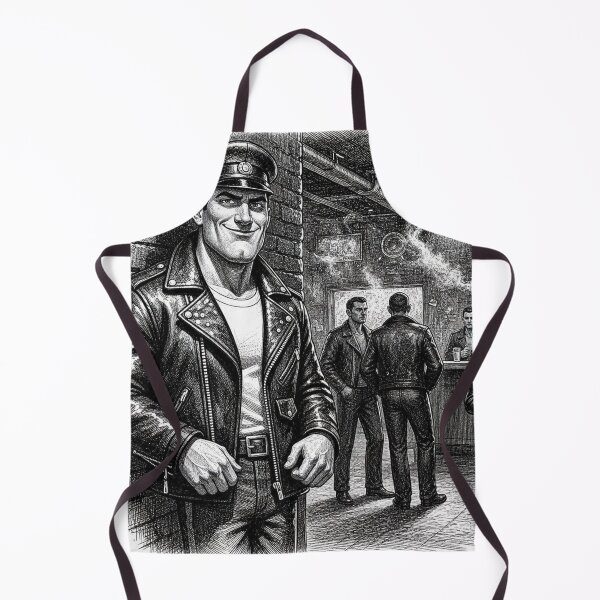Item preview, Gay Leather Daddy Rebel's Den Pen & Ink Gay Biker Art Design designed and sold by ItsAKinkThing.