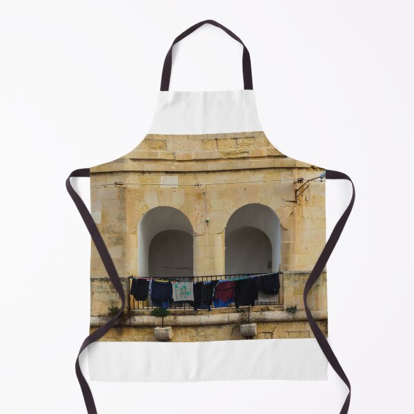 Item preview, Colorful Laundry Hanging On Stone Balcony Under Arched Mediterranean Shuttered Windows designed and sold by Nmallia.