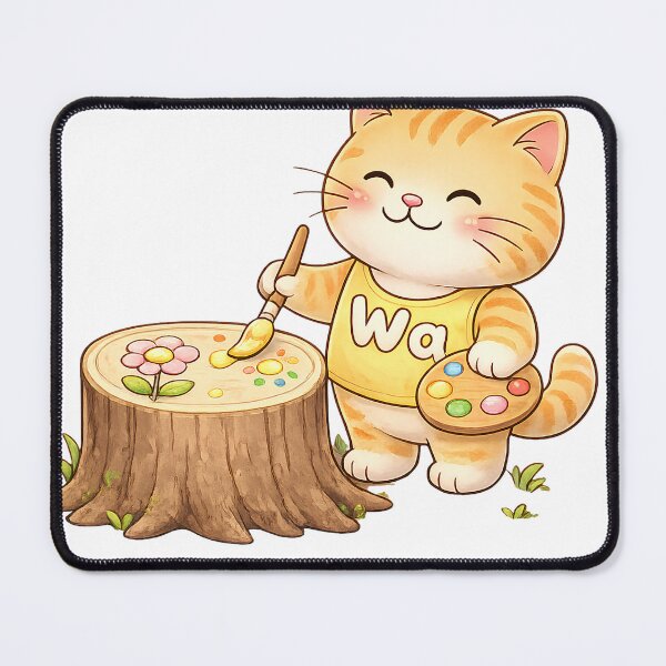 Item preview, Kawaii Orange Cat Painting Cute Artist Animal Design designed and sold by Wawa5656.