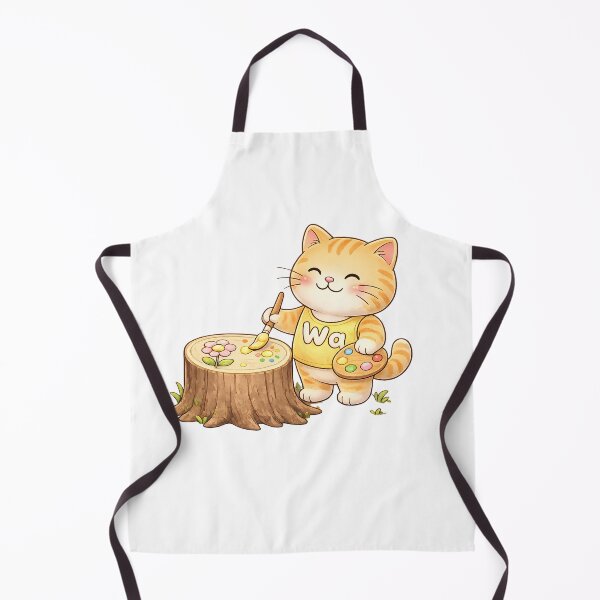 Item preview, Kawaii Orange Cat Painting Cute Artist Animal Design designed and sold by Wawa5656.