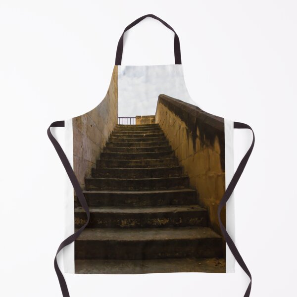 Item preview, Stone Staircase With Potted Plant Against Weathered Limestone Wall Leading Up Between Parapets designed and sold by Nmallia.