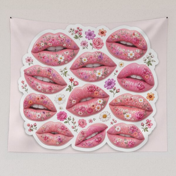 Item preview, Floral Lips Sticker Sheet | Cute Botanical Kiss Collection | Pink Aesthetic Art designed and sold by Arts121.