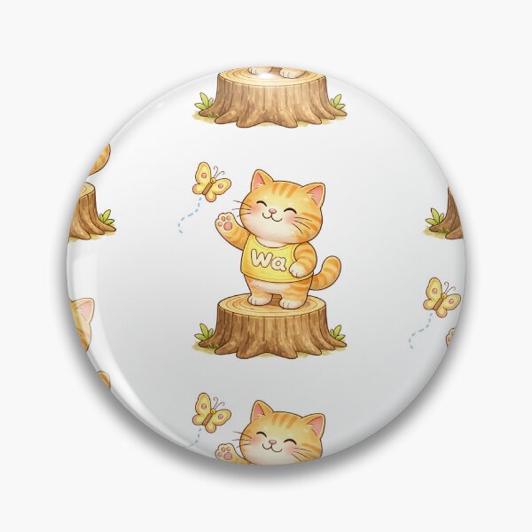 Item preview, Kawaii Orange Cat Chasing a Butterfly Cute Animal Design designed and sold by Wawa5656.