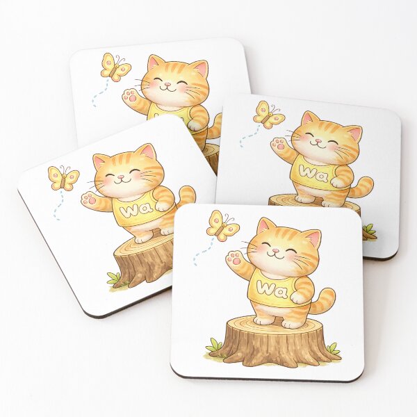 Item preview, Kawaii Orange Cat Chasing a Butterfly Cute Animal Design designed and sold by Wawa5656.