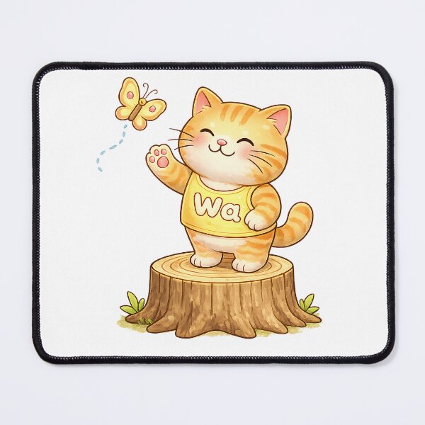 Item preview, Kawaii Orange Cat Chasing a Butterfly Cute Animal Design designed and sold by Wawa5656.