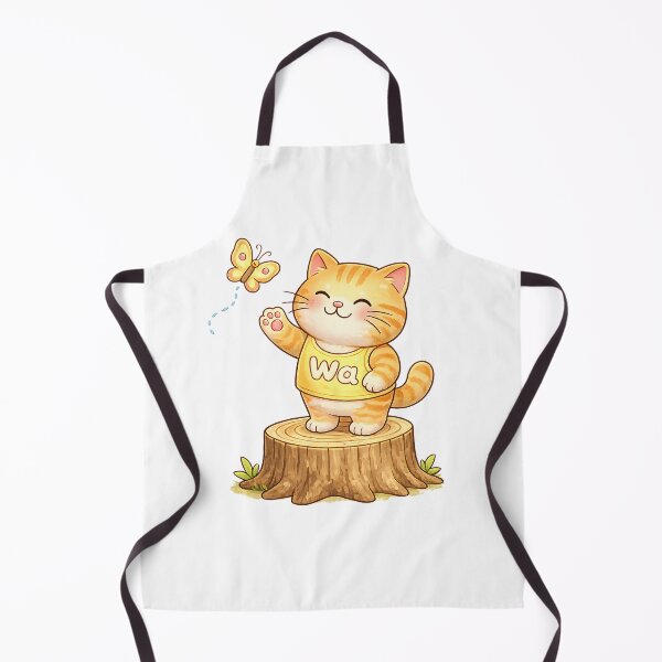 Item preview, Kawaii Orange Cat Chasing a Butterfly Cute Animal Design designed and sold by Wawa5656.