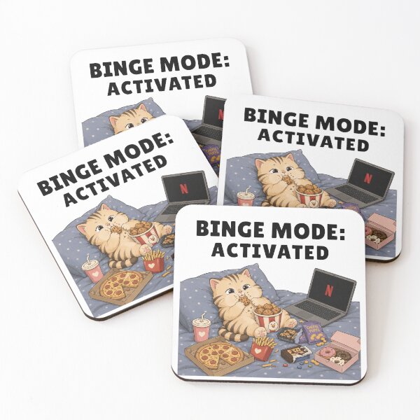 Item preview, Binge Mode Activated | Cozy Cat Movie Night designed and sold by Moochie Studios.