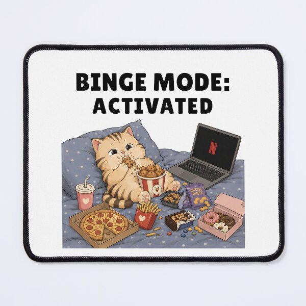 Item preview, Binge Mode Activated | Cozy Cat Movie Night designed and sold by Moochie Studios.