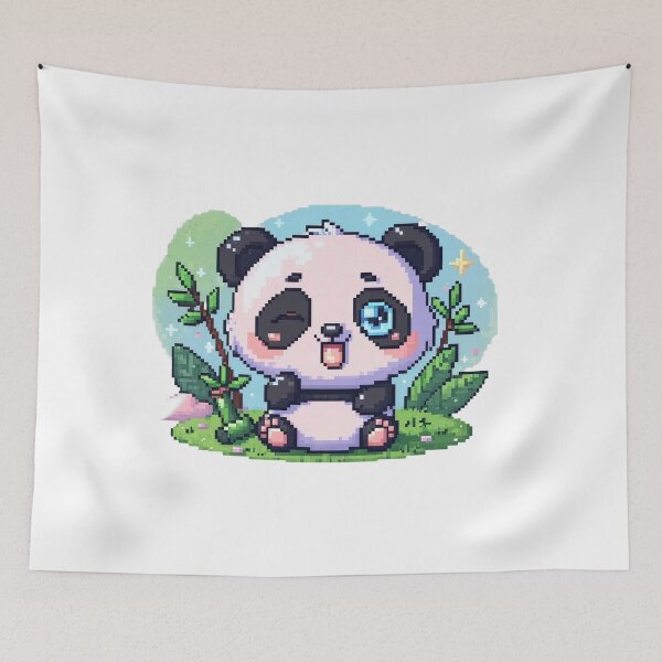 Item preview, Winking Pixel Art Cute Panda designed and sold by a575642903.