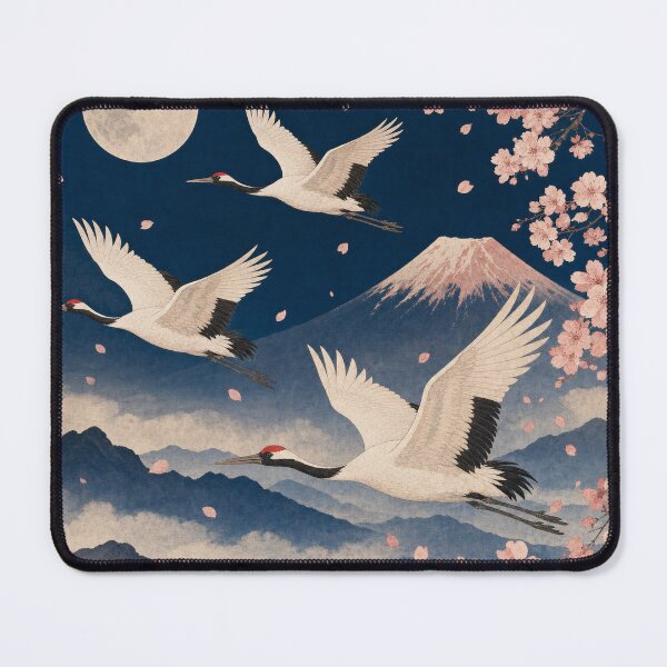 Item preview, Cranes Flying Through Sakura designed and sold by PixelToPress.