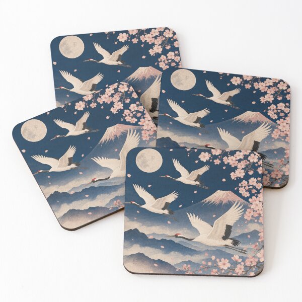 Item preview, Cranes Flying Through Sakura designed and sold by PixelToPress.