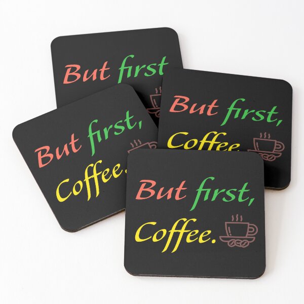 Item preview, But First Coffee Colorful Typography Coffee Cup Art designed and sold by Akkhay.